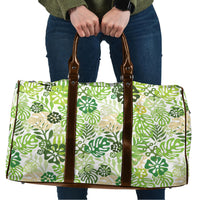 Green Aloha Hawaiian Travel Bag Monstera Hibiscus Tropical Pattern