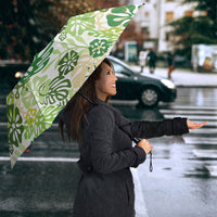 Green Aloha Hawaiian Umbrella Monstera Hibiscus Tropical Pattern