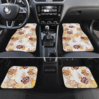 Brown Aloha Hawaiian Car Mats Monstera Hibiscus Tropical Pattern