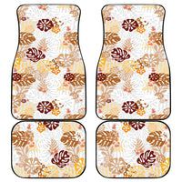Brown Aloha Hawaiian Car Mats Monstera Hibiscus Tropical Pattern