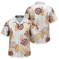 Brown Aloha Hawaiian Family Matching Off Shoulder Maxi Dress and Hawaiian Shirt Monstera Hibiscus Tropical Pattern