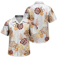Brown Aloha Hawaiian Family Matching Short Sleeve Bodycon Dress and Hawaiian Shirt Monstera Hibiscus Tropical Pattern