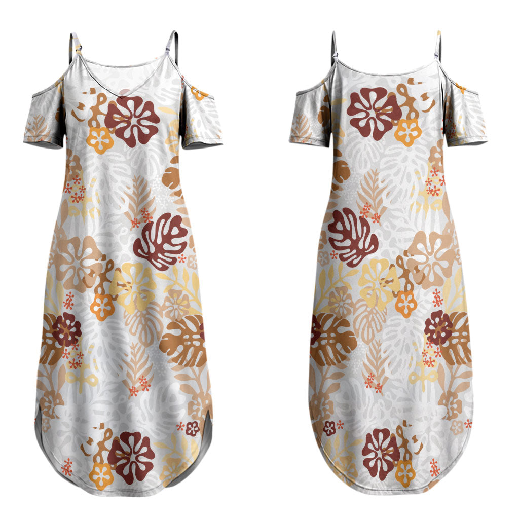 Brown Aloha Hawaiian Family Matching Summer Maxi Dress and Hawaiian Shirt Monstera Hibiscus Tropical Pattern