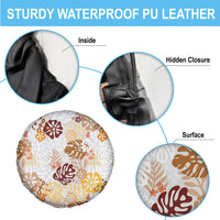 Brown Aloha Hawaiian Spare Tire Cover Monstera Hibiscus Tropical Pattern