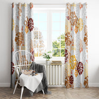 Brown Aloha Hawaiian Window Curtain Monstera Hibiscus Tropical Pattern