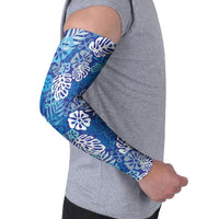 Blue Aloha Hawaiian Arm Sleeves Monstera Hibiscus Tropical Pattern