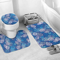 Blue Aloha Hawaiian Bathroom Set Monstera Hibiscus Tropical Pattern