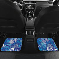 Blue Aloha Hawaiian Car Mats Monstera Hibiscus Tropical Pattern