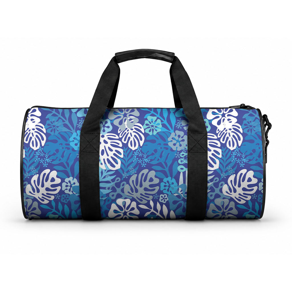 Blue Aloha Hawaiian Duffle Bag Monstera Hibiscus Tropical Pattern LT19 One size Blue - Polynesian Pride