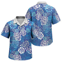 Blue Aloha Hawaiian Family Matching Tank Maxi Dress and Hawaiian Shirt Monstera Hibiscus Tropical Pattern
