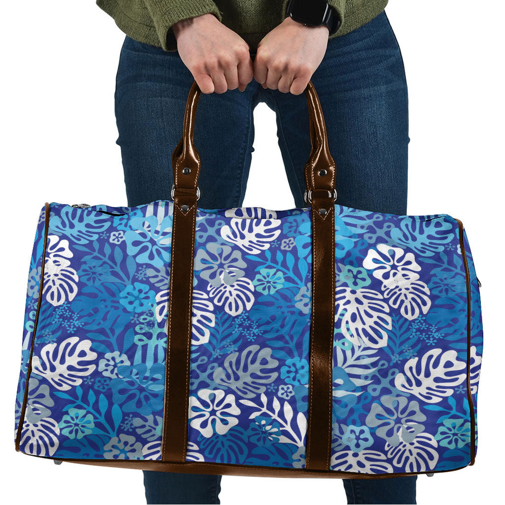 Blue Aloha Hawaiian Travel Bag Monstera Hibiscus Tropical Pattern LT19 Blue - Polynesian Pride