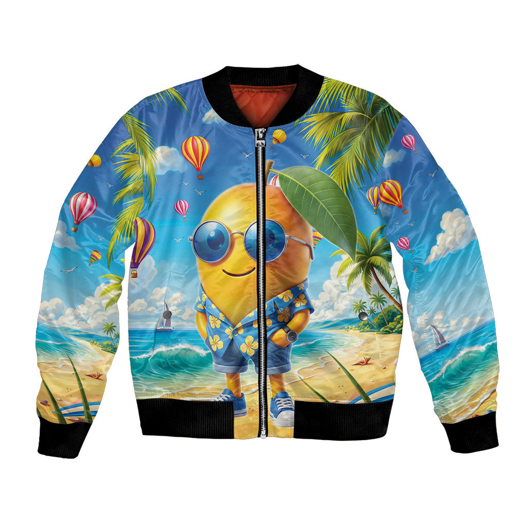 Funny Hawaii Mango Bomber Jacket Tropical Summer Beach Mascot Vacation