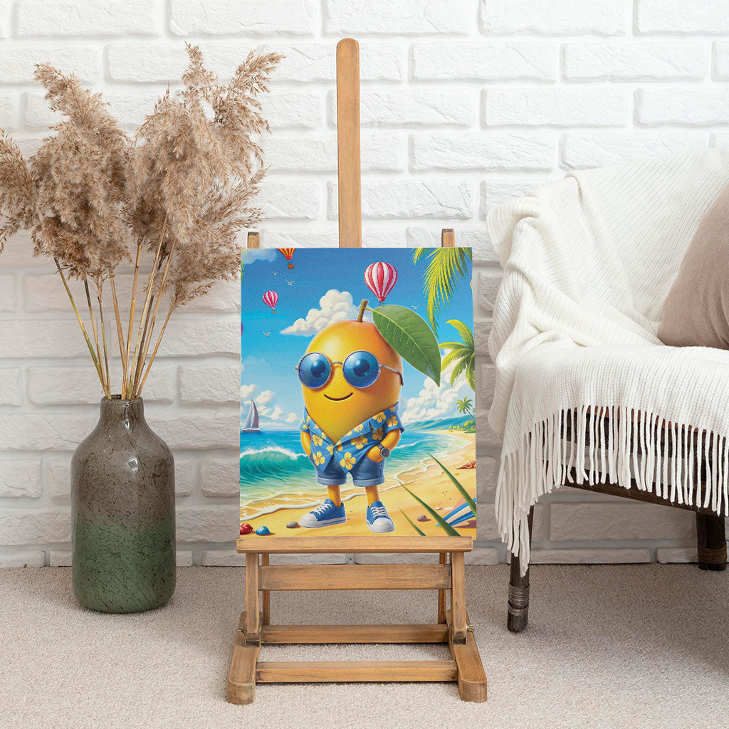 Funny Hawaii Mango Canvas Wall Art Tropical Summer Beach Mascot Vacation