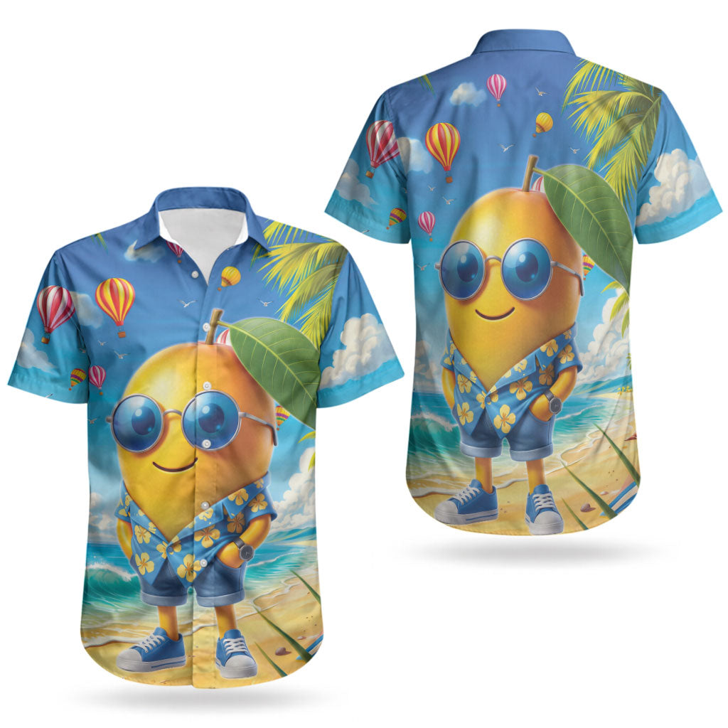 Funny Hawaii Mango Couples Matching Off The Shoulder Long Sleeve Dress and Hawaiian Shirt Tropical Summer Beach Mascot Vacation LT19 - Polynesian Pride