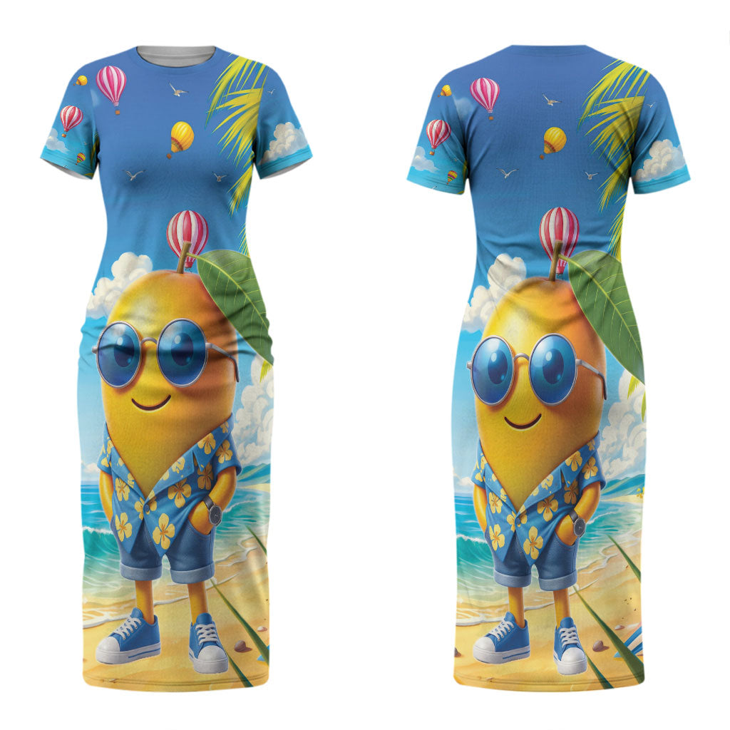 Funny Hawaii Mango Couples Matching Short Sleeve Bodycon Dress and Long Sleeve Button Shirt Tropical Summer Beach Mascot Vacation LT19 - Polynesian Pride