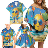 Funny Hawaii Mango Family Matching Off Shoulder Short Dress and Hawaiian Shirt Tropical Summer Beach Mascot Vacation LT19 - Polynesian Pride