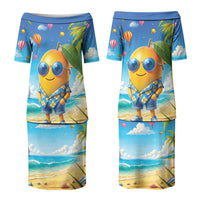 Funny Hawaii Mango Family Matching Puletasi and Hawaiian Shirt Tropical Summer Beach Mascot Vacation LT19 Mom's Dress Blue - Polynesian Pride