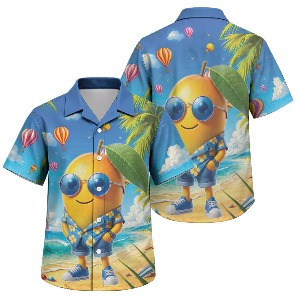 Funny Hawaii Mango Family Matching Puletasi and Hawaiian Shirt Tropical Summer Beach Mascot Vacation LT19 Son's Shirt Blue - Polynesian Pride