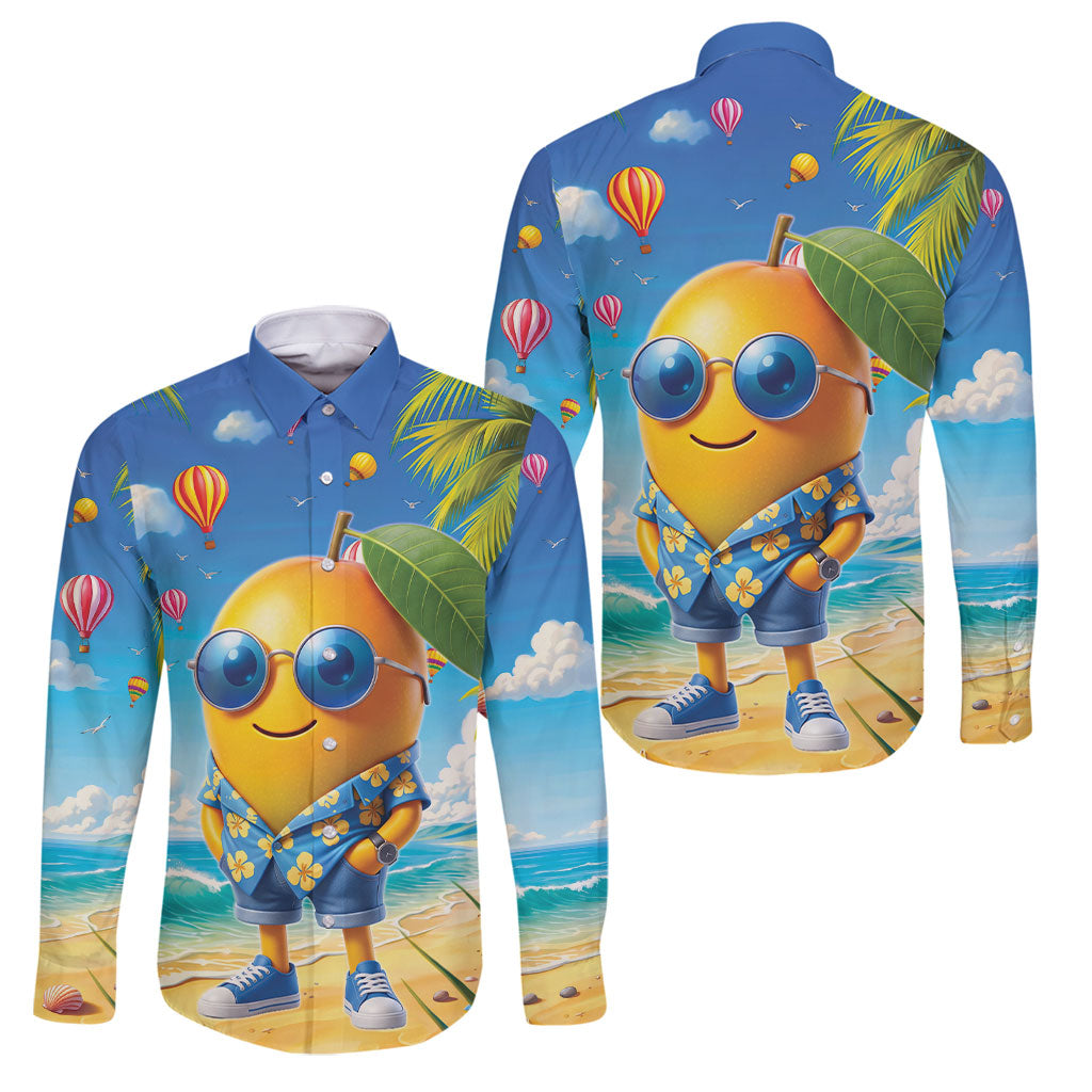 Funny Hawaii Mango Family Matching Summer Maxi Dress and Hawaiian Shirt Tropical Summer Beach Mascot Vacation