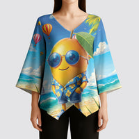 Funny Hawaii Mango Kimono Sleeve Blouse Tropical Summer Beach Mascot Vacation