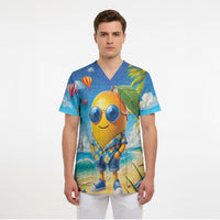 Funny Hawaii Mango Scrub Top Tropical Summer Beach Mascot Vacation