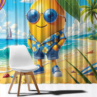 Funny Hawaii Mango Window Curtain Tropical Summer Beach Mascot Vacation