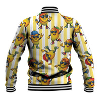 Funny Hawaii Mango Hip Hop Cartoon Baseball Jacket Summer Beach Party