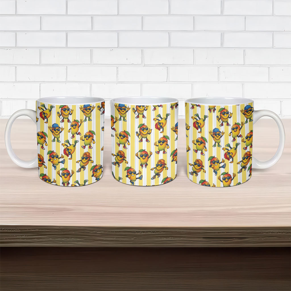 Funny Hawaii Mango Hip Hop Cartoon Ceramic Mug Summer Beach Party