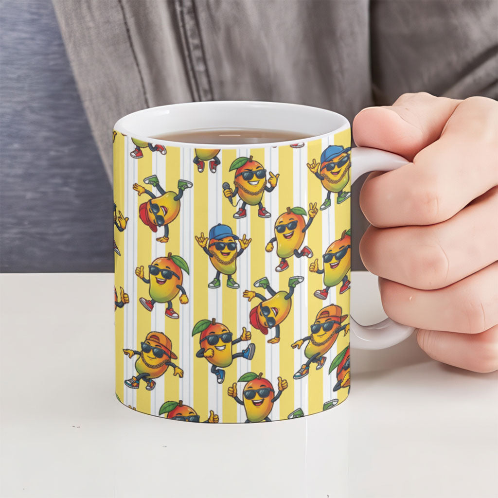 Funny Hawaii Mango Hip Hop Cartoon Ceramic Mug Summer Beach Party