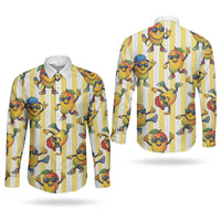 Funny Hawaii Mango Hip Hop Cartoon Couples Matching Long Sleeve Bodycon Dress and Long Sleeve Button Shirt Summer Beach Party LT19 - Polynesian Pride