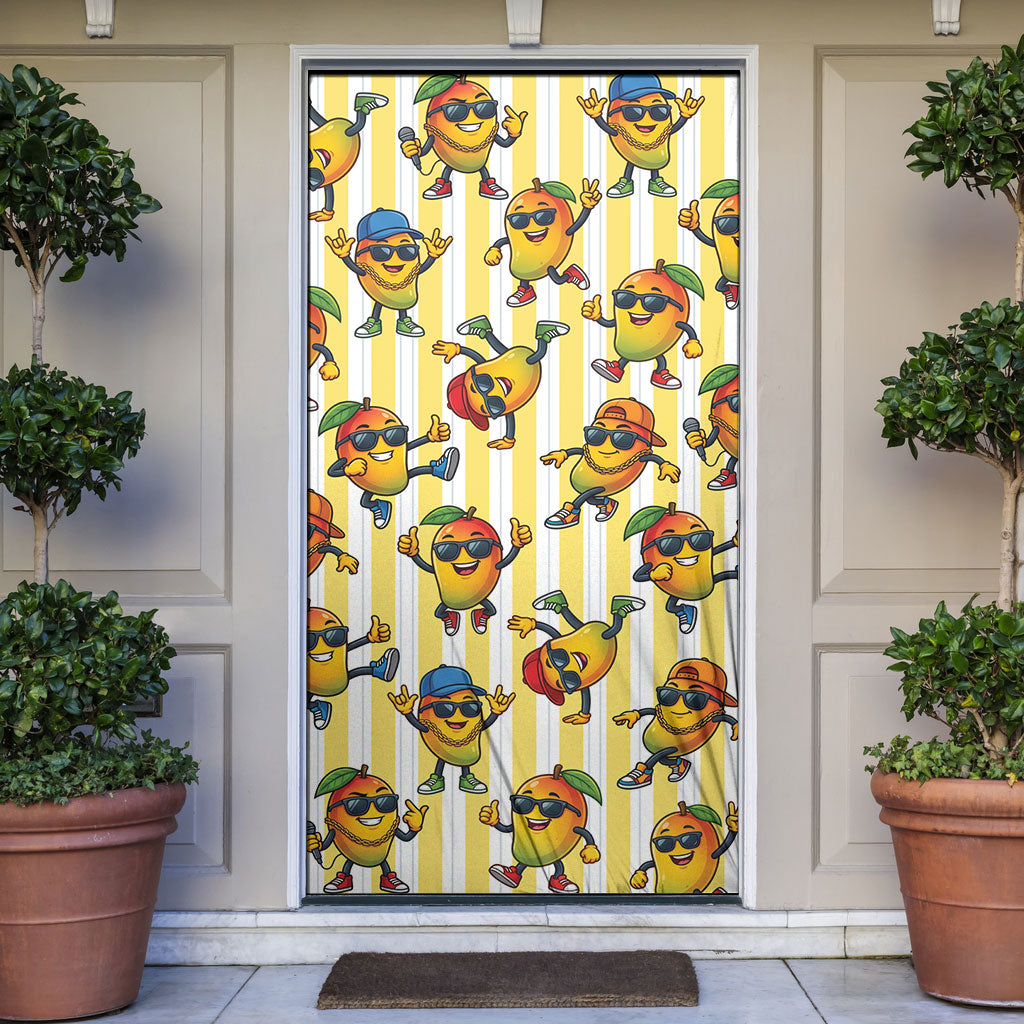Funny Hawaii Mango Hip Hop Cartoon Door Cover Summer Beach Party
