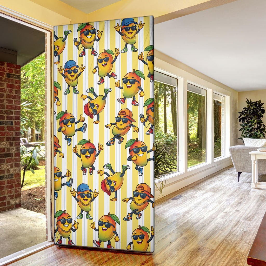 Funny Hawaii Mango Hip Hop Cartoon Door Cover Summer Beach Party