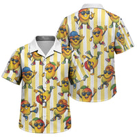 Funny Hawaii Mango Hip Hop Cartoon Family Matching Off The Shoulder Long Sleeve Dress and Hawaiian Shirt Summer Beach Party LT19 Son's Shirt Yellow - Polynesian Pride
