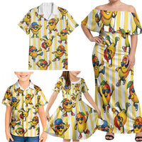 Funny Hawaii Mango Hip Hop Cartoon Family Matching Off Shoulder Maxi Dress and Hawaiian Shirt Summer Beach Party LT19 - Polynesian Pride