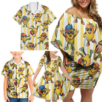 Funny Hawaii Mango Hip Hop Cartoon Family Matching Off Shoulder Short Dress and Hawaiian Shirt Summer Beach Party LT19 - Polynesian Pride