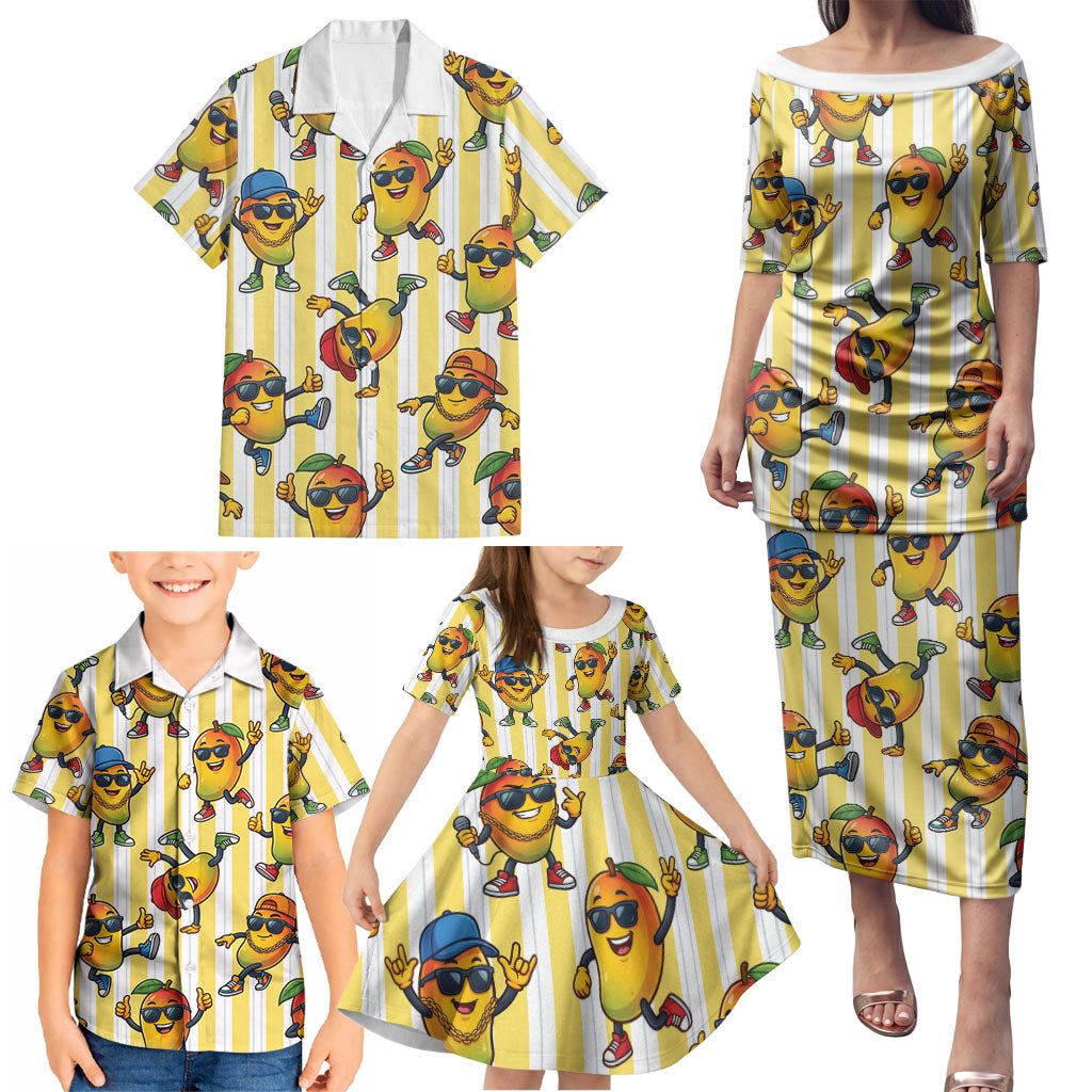 Funny Hawaii Mango Hip Hop Cartoon Family Matching Puletasi and Hawaiian Shirt Summer Beach Party LT19 - Polynesian Pride