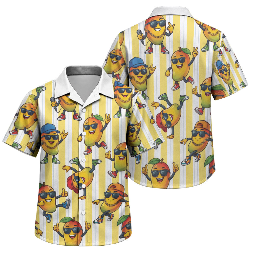 Funny Hawaii Mango Hip Hop Cartoon Family Matching Short Sleeve Bodycon Dress and Hawaiian Shirt Summer Beach Party LT19 Son's Shirt Yellow - Polynesian Pride