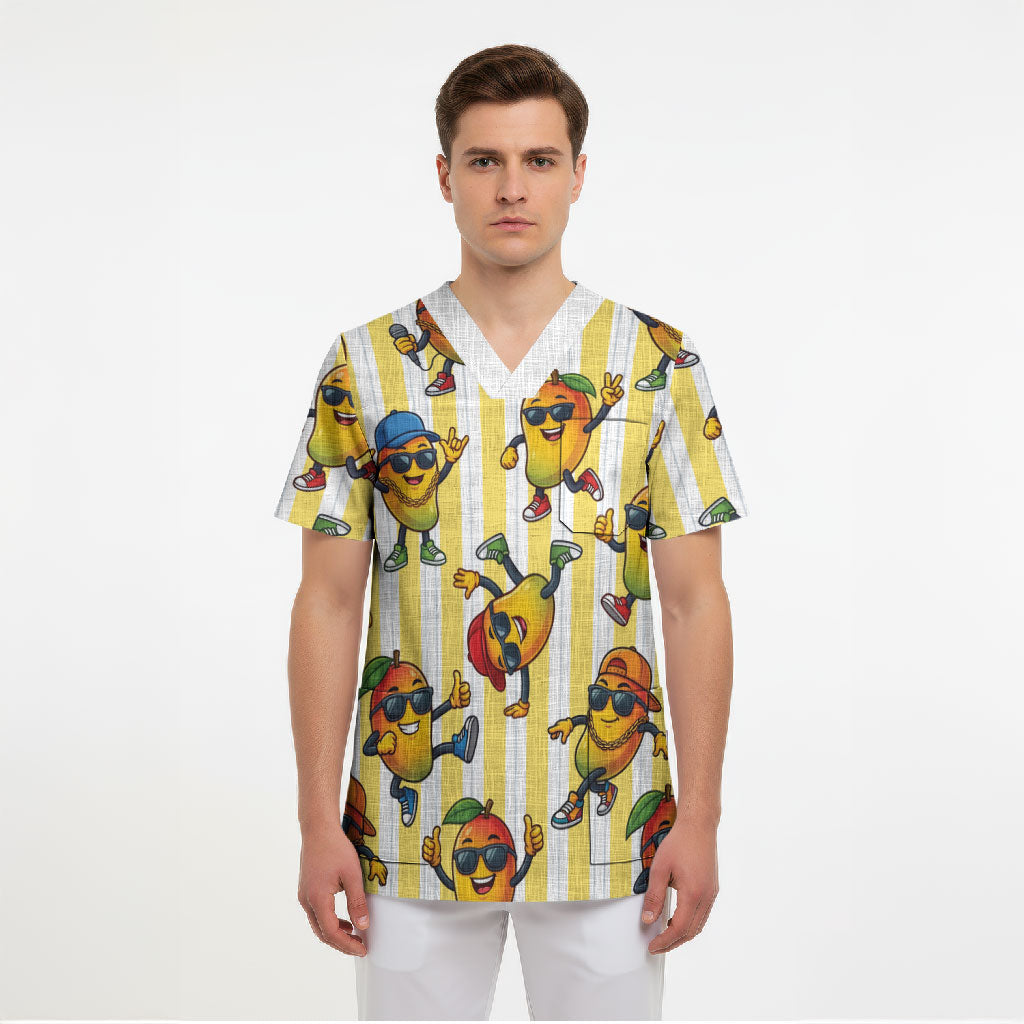 Funny Hawaii Mango Hip Hop Cartoon Scrub Top Summer Beach Party LT19 - Polynesian Pride