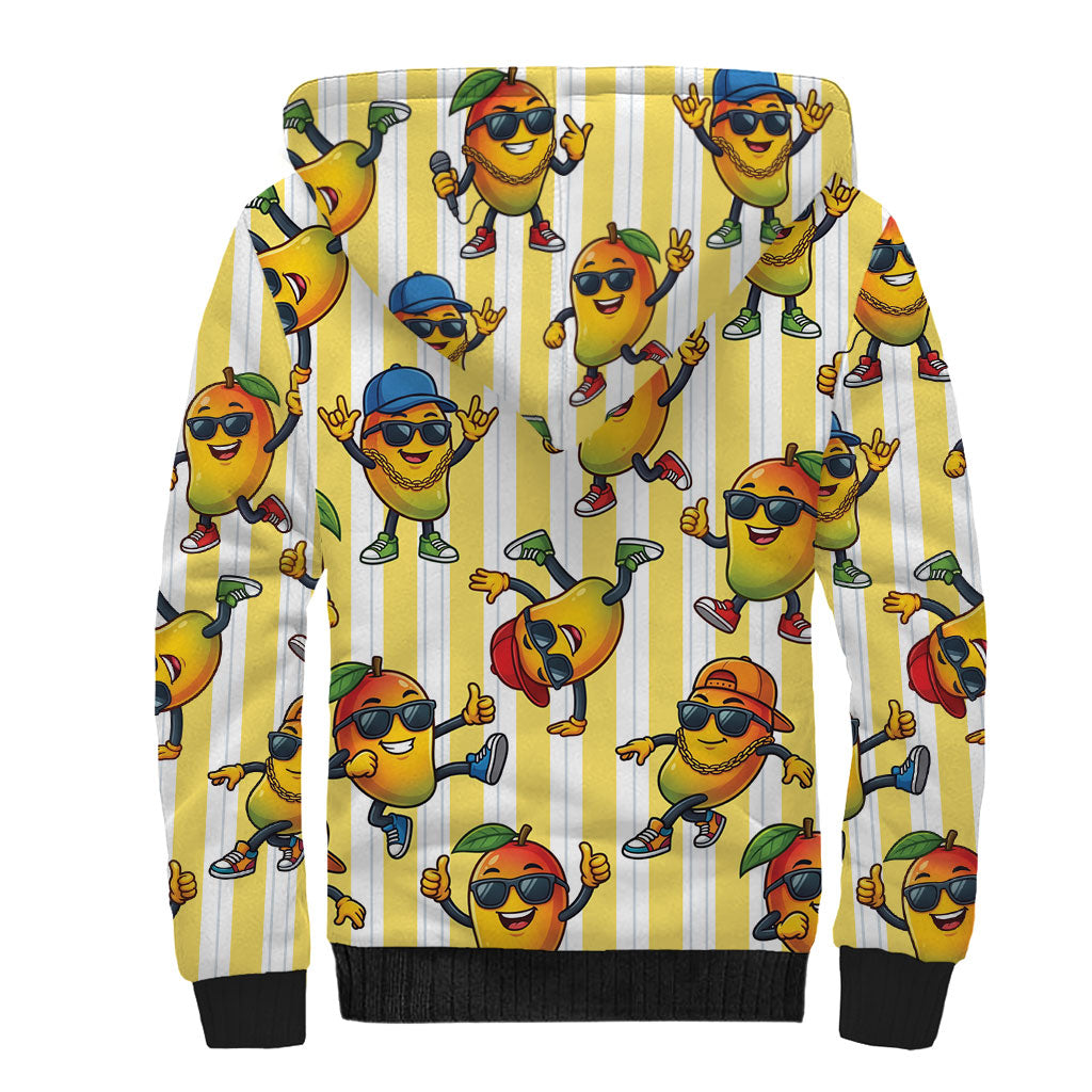 Funny Hawaii Mango Hip Hop Cartoon Sherpa Hoodie Summer Beach Party