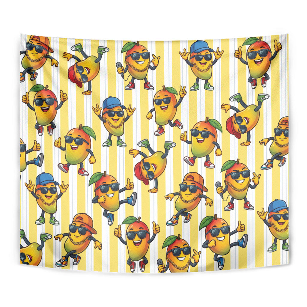 Funny Hawaii Mango Hip Hop Cartoon Tapestry Summer Beach Party
