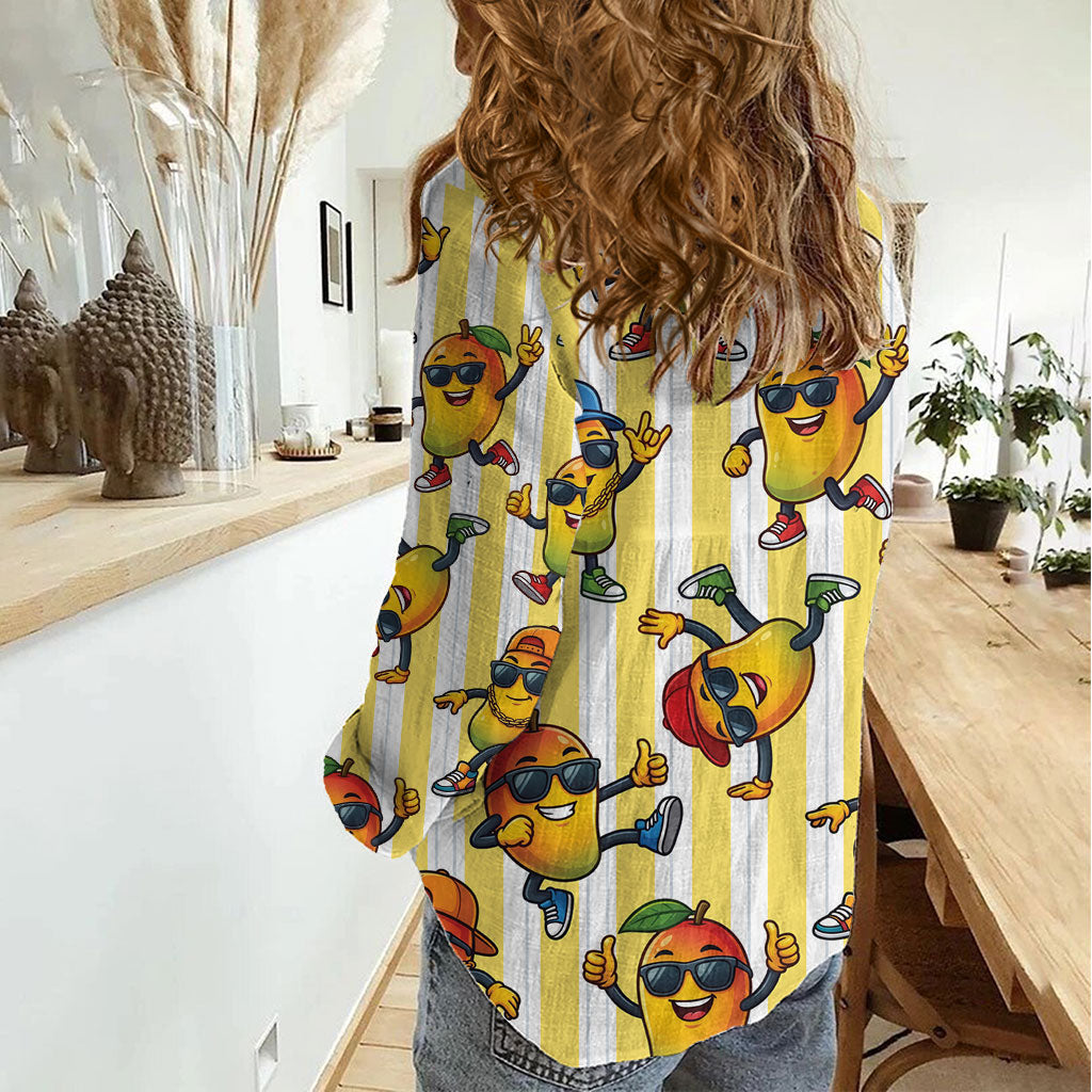 Funny Hawaii Mango Hip Hop Cartoon Women Casual Shirt Summer Beach Party