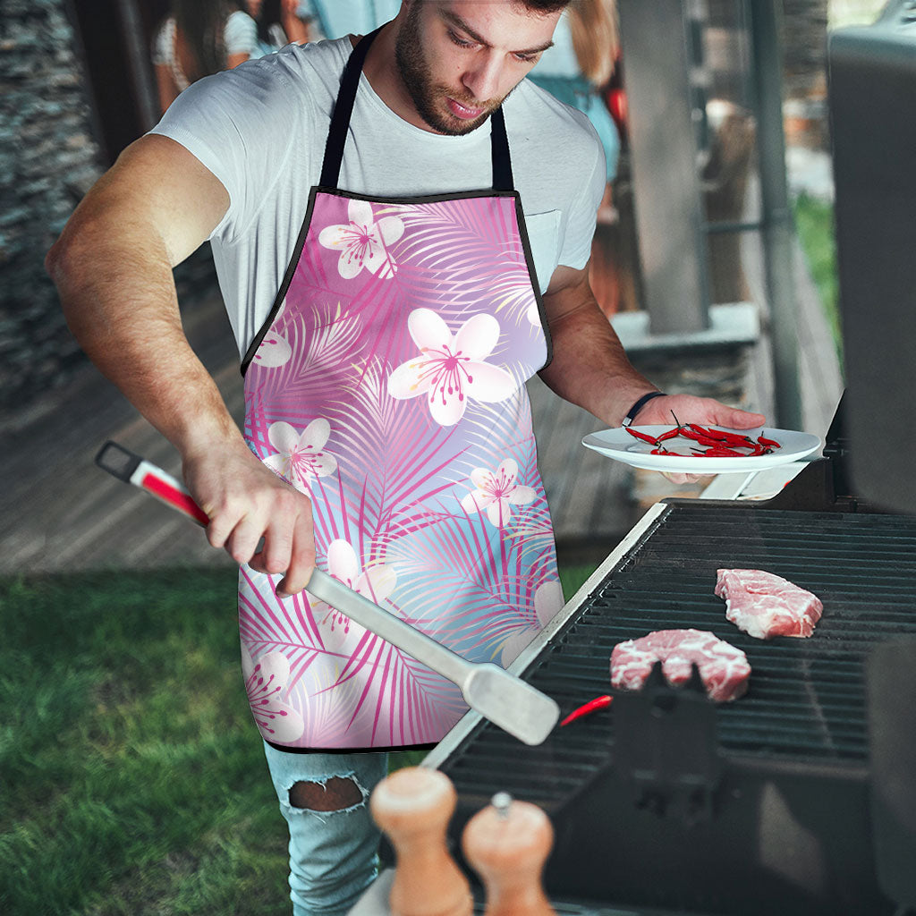 Pink Aloha Hawaiian Apron Tropical Flower Palm Leaf Pattern LT19 - Polynesian Pride