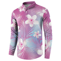 Pink Aloha Hawaiian Button Sweatshirt Tropical Flower Palm Leaf Pattern LT19 - Polynesian Pride