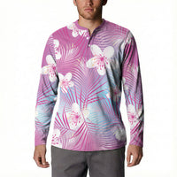 Pink Aloha Hawaiian Button Sweatshirt Tropical Flower Palm Leaf Pattern LT19 - Polynesian Pride