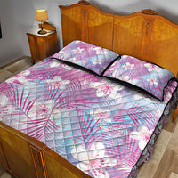 Pink Aloha Hawaiian Quilt Bed Set Tropical Flower Palm Leaf Pattern LT19 - Polynesian Pride