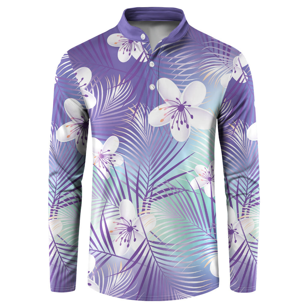 Purple Aloha Hawaiian Button Sweatshirt Tropical Flower Palm Leaf Pattern LT19 Purple - Polynesian Pride