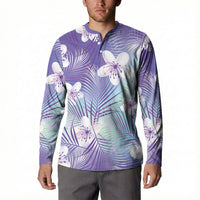 Purple Aloha Hawaiian Button Sweatshirt Tropical Flower Palm Leaf Pattern LT19 - Polynesian Pride
