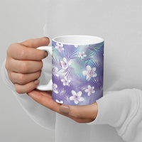 Purple Aloha Hawaiian Ceramic Mug Tropical Flower Palm Leaf Pattern LT19 - Polynesian Pride