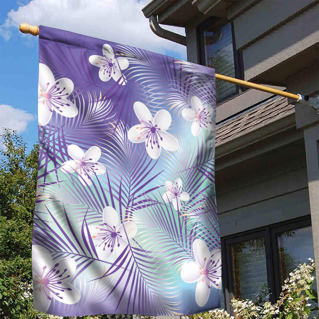 Purple Aloha Hawaiian Garden Flag Tropical Flower Palm Leaf Pattern LT19 - Polynesian Pride