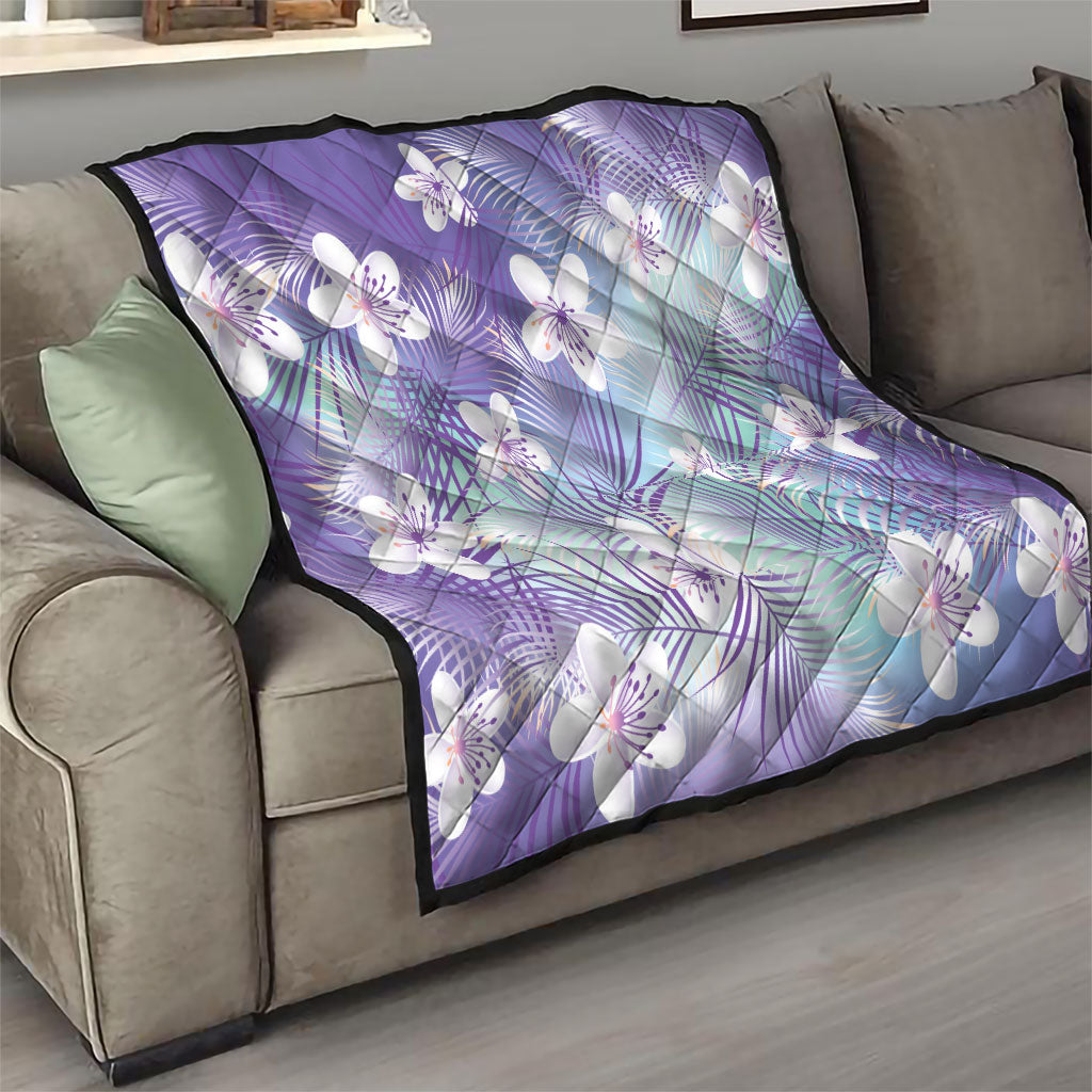 Purple Aloha Hawaiian Quilt Tropical Flower Palm Leaf Pattern LT19 - Polynesian Pride